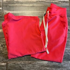 Coral/Red Figs- Rafaela top and high waisted joggers- XS petite